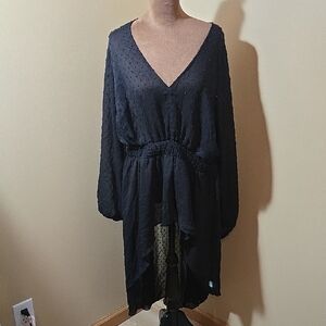 torrid Black Sheer Swiss Dot Tunic Top